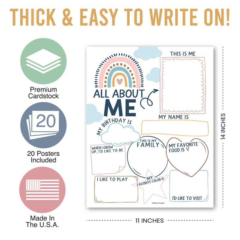 Hadley Designs 20 Boho Read All About Me Posters For Elementary School Posters - All About Me Posters Elementary School Supplies For Teachers For Classroom, Star Student Posters Elementary Classroom Supplies - Image 4